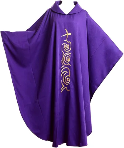 Vista 3 de BLESSUME Vestiduras de casulla Iglesia púrpura sacerdote ropa
