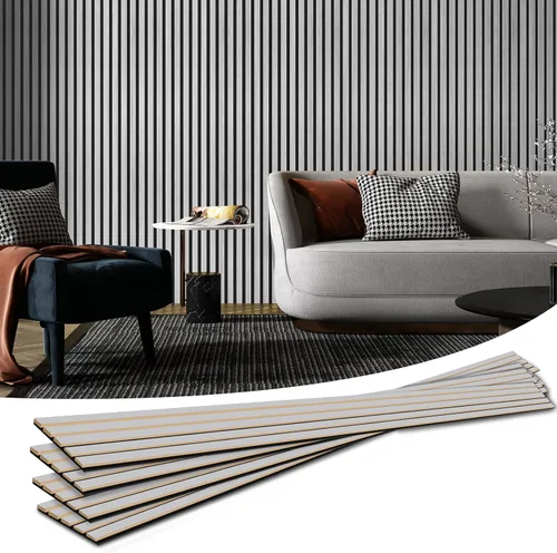 Vista 25 de Art3d Paquete de 2 paneles acústicos de listones de madera de 104" x 15.75" para pared y techo, paneles modernos estriados de absorción de sonido