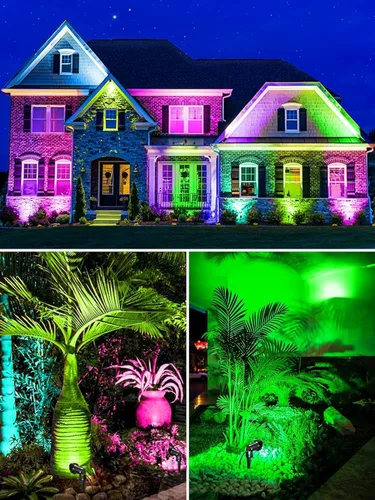 Vista 6 de ZUCKEO Luces de Paisaje que Cambian de Color de 12W RGB de Bajo Voltaje Iluminación de Paisaje Control Remoto, Foco LED Impermeable para Exteriores