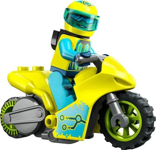 Vista 5 de LEGO City Stuntz Cyber Stunt Bike 60358, juguete de motocicleta con volante para realizar saltos y trucos, juguetes de acción para niños y niñas a
