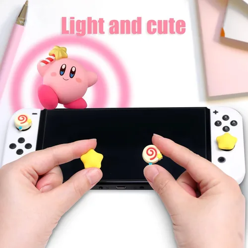 Vista 15 de Tapas de agarre para el pulgar, bonitos agarres para Nintendo Switch, funda de silicona suave compatible con Nintendo Switch/Switch OLED/Switch Rosa