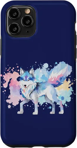 Vista 10 de Funda gráfica de lobo para iPhone 14 con diseño de lobos de anime japonés