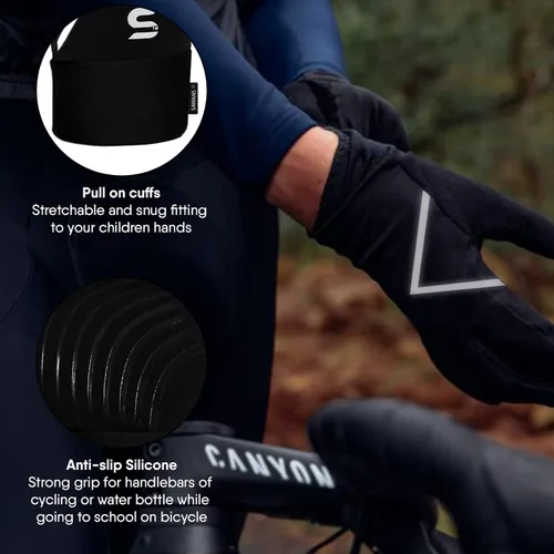 Vista 2 de SAWANS Guantes deportivos para correr, ciclismo, invierno, pantalla táctil, térmica, para niños y niñas, resistentes al viento, guantes