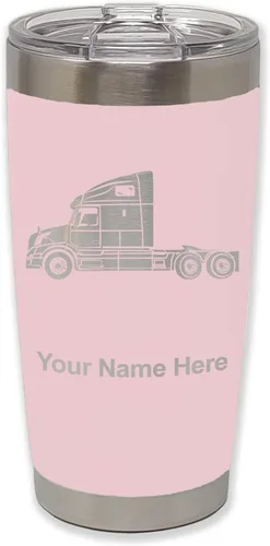Vista 16 de LaserGram Taza aislada al vacío de 20 onzas, cabina de camión, grabado personalizado incluido (negro)