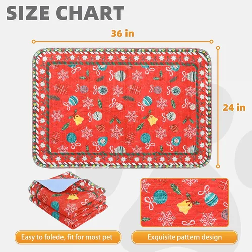 Vista 2 de KOOLTAIL Almohadillas lavables para orina para perros, paquete de 2 alfombrillas de Navidad para mascotas, almohadillas de entrenamiento