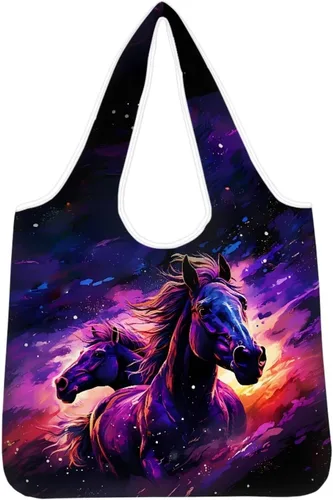 Vista 28 de Belidome Bolsa de comestibles con diseño de donas de ajolotl para compras, lavable, reutilizable, con bolsillo para asa