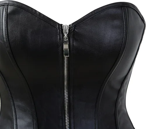 Vista 6 de Kranchungel - Corsé para mujer de tallas extragrandes, corsé steampunk de piel sintética, bustier con cremallera