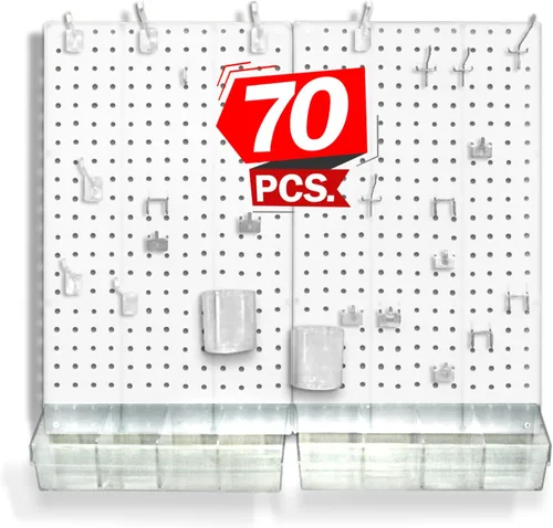 Vista 8 de Azar Displays 900945-BLK Kit organizador de pared multiusos de 70 piezas con dos paneles y surtido de accesorios, tamaños de panel: 13.5 pulgadas