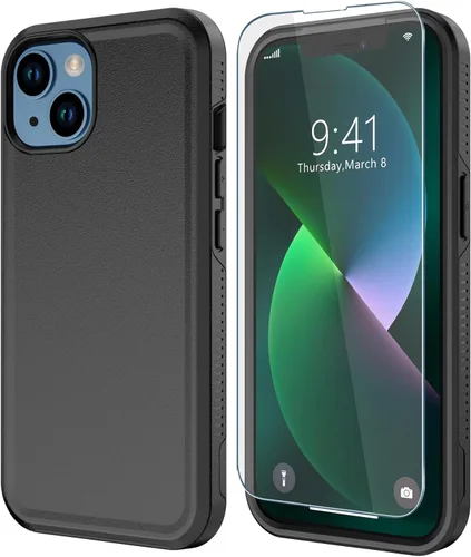 Vista 22 de Diverbox - Funda para iPhone 13 a prueba de golpes, caídas y polvo, funda de protección resistente para iPhone 13 de Apple, color negro