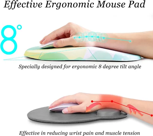 Vista 3 de hueilm Alfombrilla de mouse ergonómica con soporte para muñeca, alivio del dolor, con reposamuñecas, alfombrilla de mouse de espuma viscoelástica