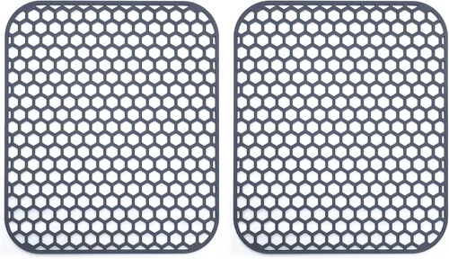 Vista 54 de Bestjing Paquete de 2 protectores de silicona para fregadero de cocina, accesorio de rejilla de cocina de 12 x 11 pulgadas, tapete antideslizante