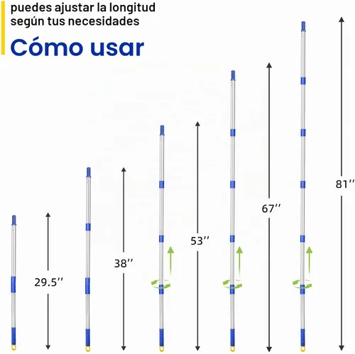 Vista 3 de Limpiador de limpiaparabrisas de 86.6 pulgadas, kit de herramientas de limpieza de ventanas 2 en 1, escobilla de ducha con poste de extensión