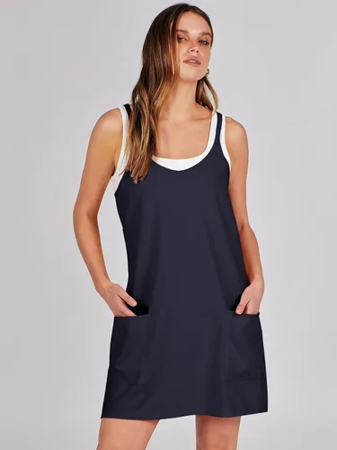 Vista 7 de Caracilia Mini vestido de verano para mujer, casual, sin mangas, tirantes delgados, vestido corto de moda, para tenis, golf, atlético