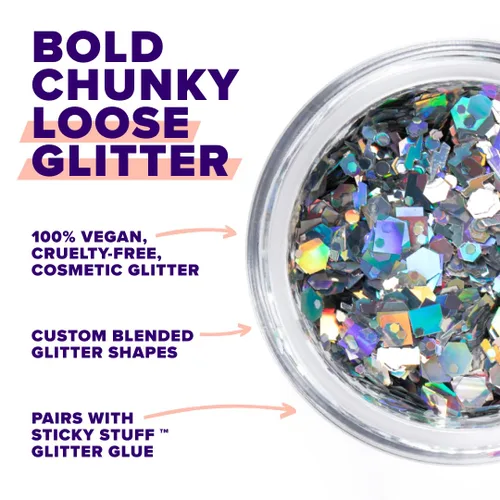 Vista 2 de UNICORN SNOT Purpurina macro para rostro y cuerpo, purpurina suelta de partículas grandes de grado cosmético, relleno de calcetines navideños