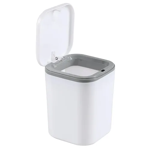 Vista 9 de Morcte - Cubo de basura pequeño de 0.5 galones, mini bote de basura gris para escritorio Mini papelera de escritorio, tapa de botón