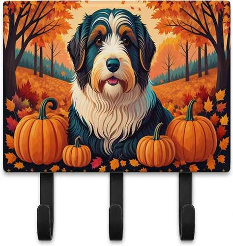 Vista 86 de Affenpinscher - Correa de otoño o llavero Affenpinscher Fall artwork on ceramic tile with three steel hooks for keys, leashes, towels