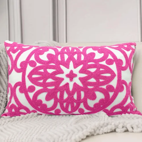 Vista 25 de Alysheer Funda de almohada decorativa bordada de 18 x 18 pulgadas, acogedora y fresca funda de cojín bohemia con diseño de mandala chic de punto