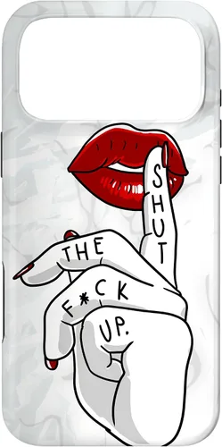 Vista 22 de STFU - Funda de regalo para iPhone 17 con texto en inglés "Lips Cool Swear Words Cussin Saying Women Bad Girs