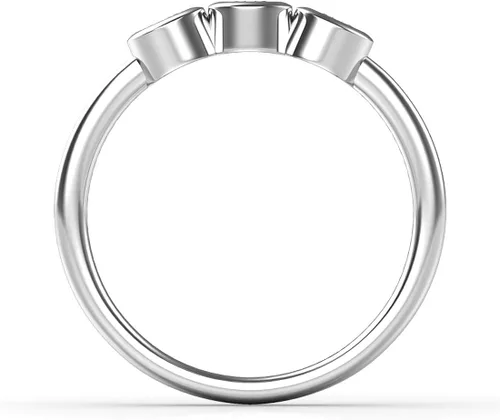 Vista 3 de Metal Factory Anillo de compromiso de plata de ley con 3 circonitas cúbicas para el futuro del pasado presente