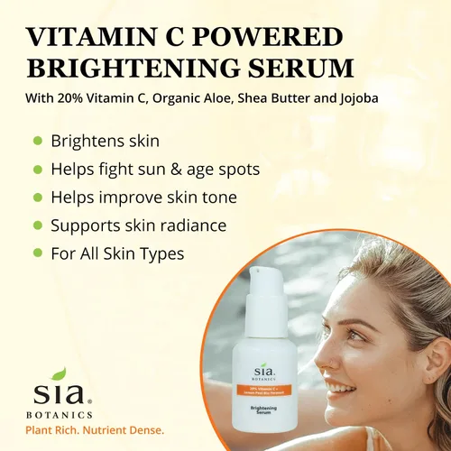 Vista 3 de Sia Botanics Suero facial iluminador (botella de porcelana de 1.0 fl oz/1 oz), tratamiento facial con vitamina C, bio fermento de cáscara de limón
