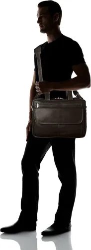 Vista 7 de Piel Leather Maletín delgado con cremallera superior, Negro -, Maletín delgado con cremallera superior