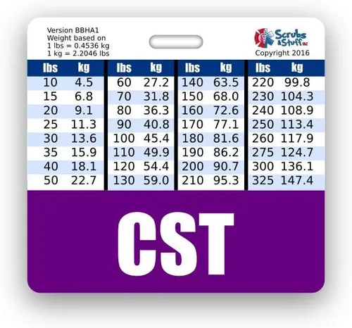Vista 19 de CST Badge Buddy - Tablas de conversión horizontales con altura y peso (estándar, negro)