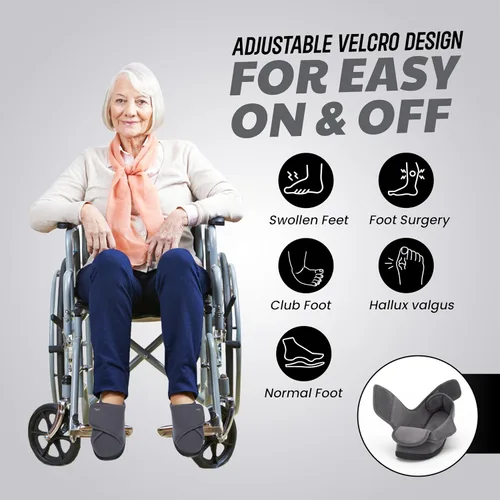 Vista 2 de Pantuflas diabéticas para mujer, zapatos de linfedema, zapatos para edema, pies hinchados, con velcro para interiores y exteriores, zapatos