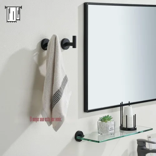 Vista 3 de JQK TH100-PB-P2 - Gancho negro para toallas de baño, cocina, garaje, montaje en la pared (paquete de 2), acero inoxidable 304 negro mate, TH100-PB-P2