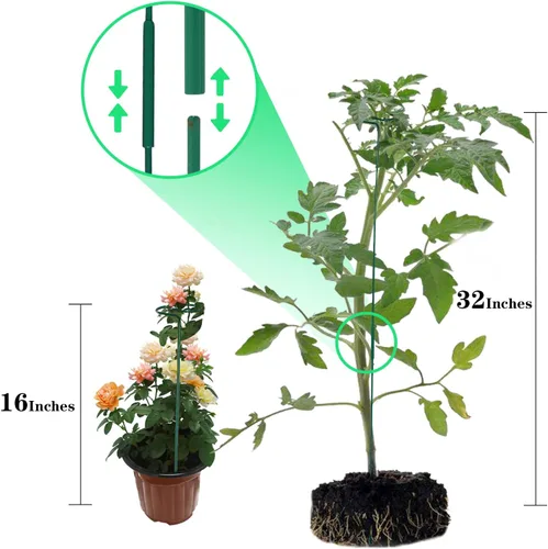 Vista 3 de PFNRTH Paquete de 4 estacas para plantas, estacas de soporte para plantas para dos tamaños (16 o 32 pulgadas), estacas para plantas al aire libre