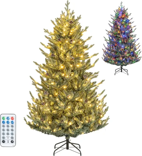 Vista 25 de GOFLAME Árbol de Navidad preiluminado de 7.5 pies con control remoto 3-Verde