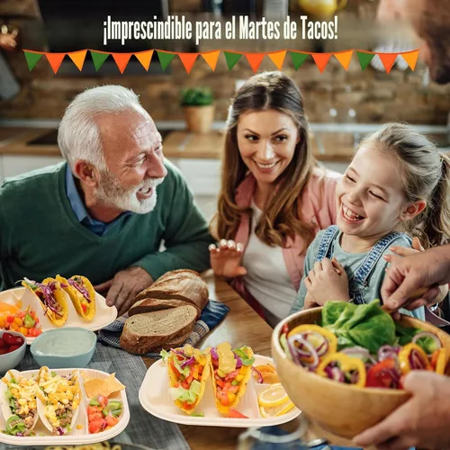 Vista 8 de LUVCOSY Paquete de 100 platos desechables para tacos con lados de inmersión