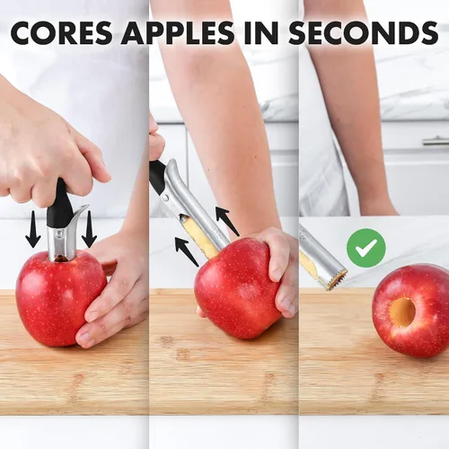 Vista 4 de Zulay Kitchen Herramienta Premium para Descorazonar Manzanas - Hojas Ultra Afiladas de Acero Inoxidable y Serradas para Descorazonar Fácilmente