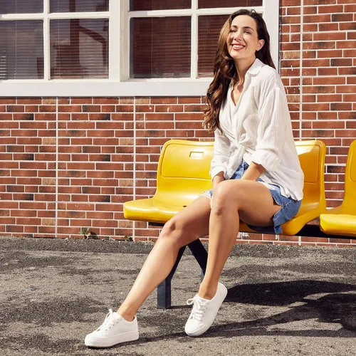 Vista 3 de JABASIC Zapatos deportivos de plataforma transpirables con cordones para mujer