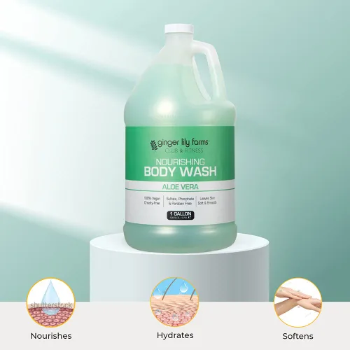 Vista 5 de Ginger Lily Farms Club & Fitness Gel de Ducha Corporal Nutritivo, 100% Vegano y Libre de Crueldad, Gel de Baño y Ducha para Hombres y Mujeres, Aroma