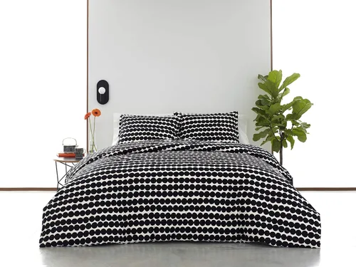 Vista 5 de Marimekko - Juego de funda de edredón tamaño Queen, ropa de cama de algodón con fundas a juego y cierre de botón, decoración del hogar para todas