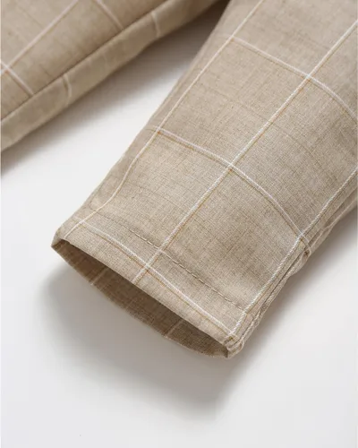 Vista 7 de Conjunto de chaleco para bebés y niños pequeños, camisa corta con corbatín y pantalones, trajes elegantes