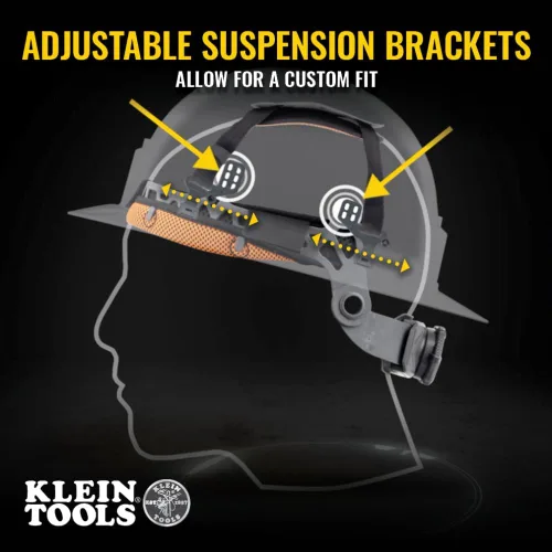 Vista 4 de Klein Tools Safety Helmet, Vented Class C Safety Hard Hat, Removable Chin Strap, Adjustable Vents