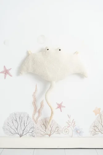 Vista 4 de Set of 2 peluches infantiles de pared formado por mantarraya gris y mantarraya blanco