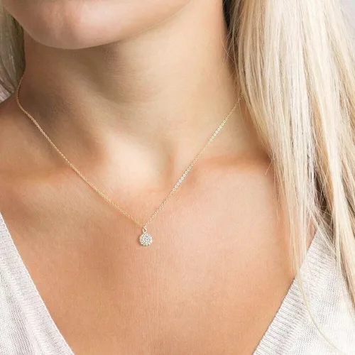 Vista 4 de Delicado collar de oro para mujeres y niñas, chapado en oro de 14 quilates, collar con colgante de circonita cúbica con diseño de hojas y flores