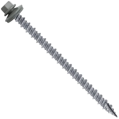 Vista 337 de Tornillos para techos de metal gris ABC 10 x 1 - Cabezal hexagonal - Arandela EPDM - Arandela de arranque automático/roscado - 1 bolsa - 250
