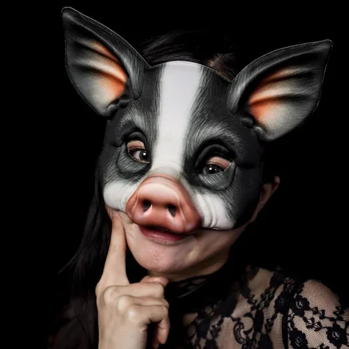 Vista 2 de Máscara de cerdo animal de media cara para Halloween, fiesta de disfraces, accesorios de cosplay