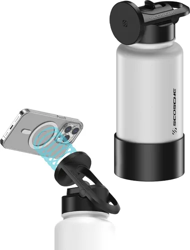 Vista 15 de Scosche MFMS22 MagicMount Flask - Botella de agua de acero inoxidable de 22 onzas con soporte de montaje MagSafe para teléfono, frasco aislado 12H