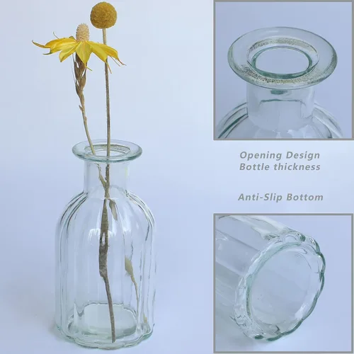 Vista 5 de 3 juegos de jarrones de vidrio transparente para flores, jarrón pequeño para decoración, jarrones a granel para centros de mesa, juego de jarrones