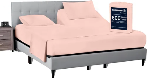 Vista 37 de SGI bedding Sábana Queen de 28 pulgadas con cabecera flexible y parte superior dividida, 100% algodón egipcio - 600 número de hilos, sábanas