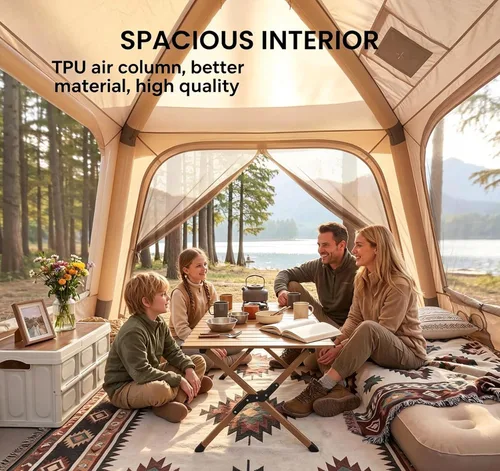 Vista 3 de Inflatable Tents for Camping, Blow Up Tent with Hand Pump, Easy Setup Inflatable Hot Tent with Stove Jack, Waterproof Oxford Air Glamping Tents for