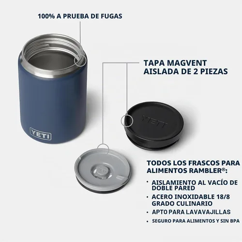 Vista 2 de YETI Rambler - Tarro de alimentos de 24 onzas, de acero inoxidable y aislado al vacío, con tapa hermética, color rojo rescate