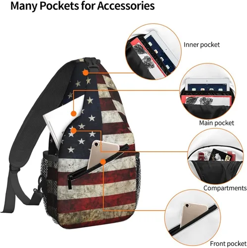 Vista 4 de Famame Mochila bandolera para el pecho, bolsa de hombro, gimnasio, ciclismo, viajes, senderismo, mochila para hombres y mujeres, Multicolor25