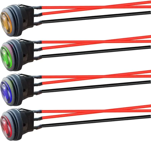 Vista 7 de Gebildet 24 interruptores de botón con pestillo de 0.472 pulgadas SPST ON/OFF AC 250V/1.5A 125V/3A, mini interruptor basculante redondo