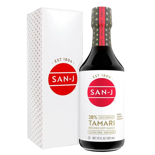 Vista 7 de San-J - Salsa de soja tamari ligera sin gluten con 50% menos sodio - Hecha con 100% soja - Especialmente elaborada - Botella de 10 fl oz