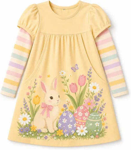 Vista 16 de VIKITA - Vestidos de invierno para niñas, de manga larga, ropa escolar para niñas de 2 a 12 años Alh5805